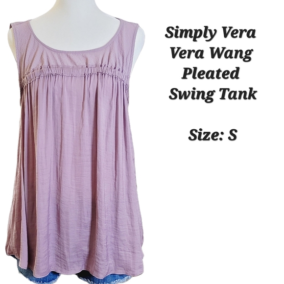 Simply Vera Vera Wang Pleated Swing Tank | Vera Wang Top | Swing Top | Lavender - Picture 1 of 12
